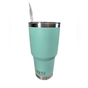 Yeti Seafoam Green Stainless Steel Insulated Tumbler with Lid Two Straws